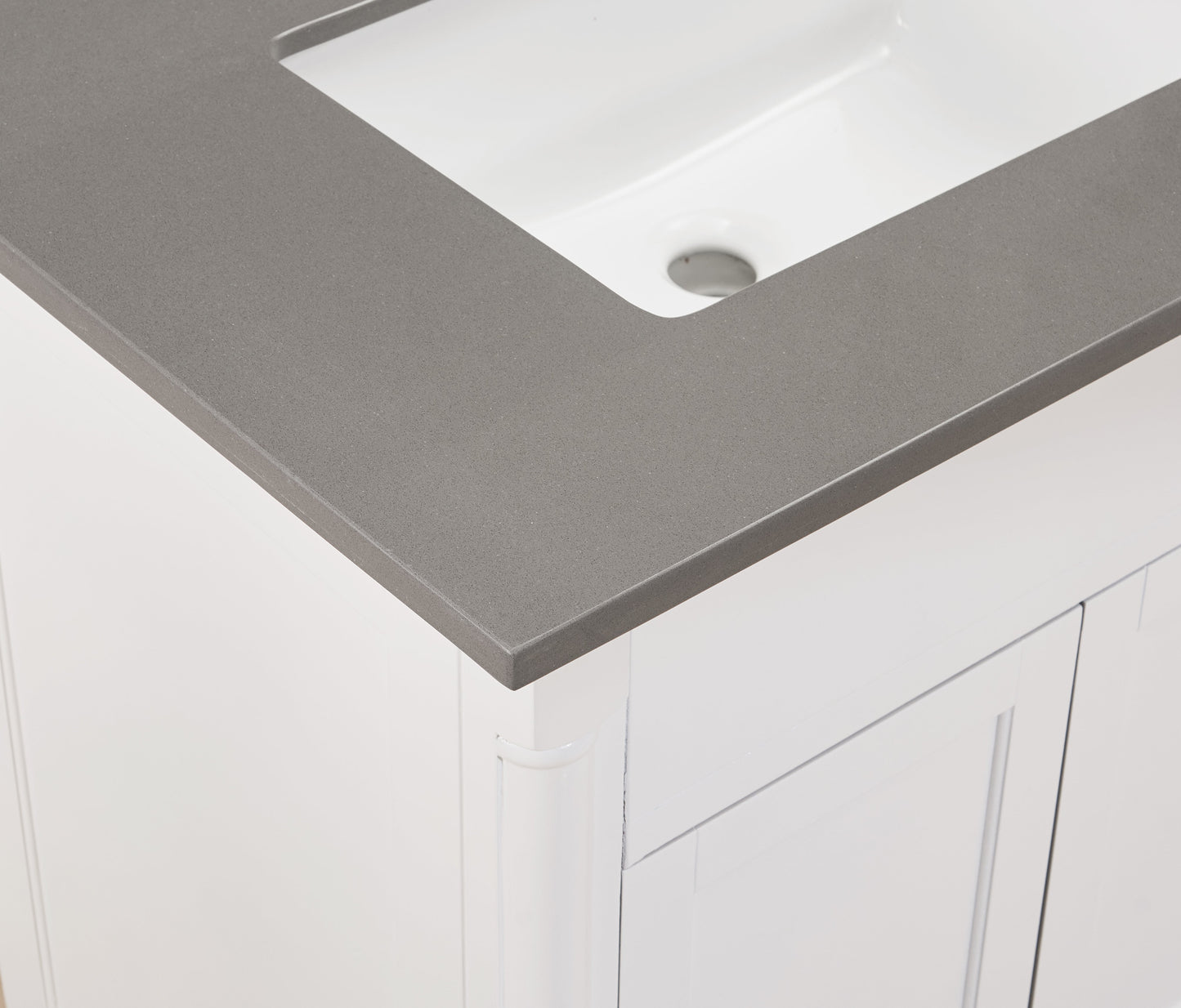 67"  Composite Stone Vanity Top in Concrete Grey with White Sink