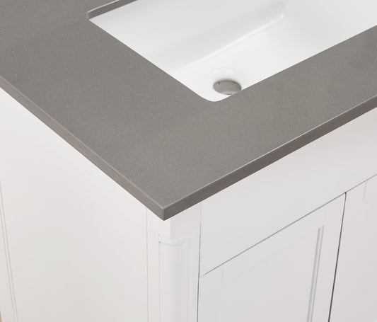 67"  Composite Stone Vanity Top in Concrete Grey with White Sink