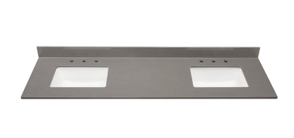 67"  Composite Stone Vanity Top in Concrete Grey with White Sink