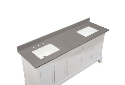 67"  Composite Stone Vanity Top in Concrete Grey with White Sink