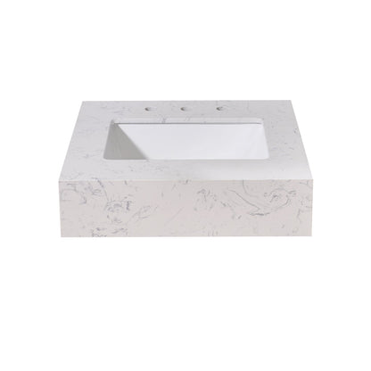 24"  Composite Stone Vanity Top in Aosta White Apron with White Sink