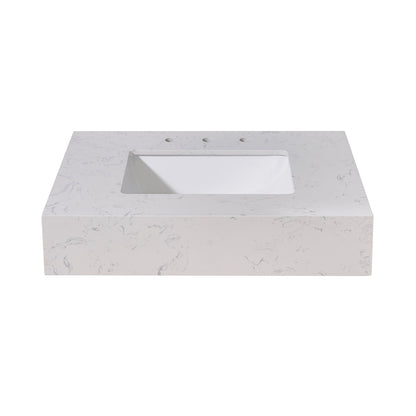 30"  Composite Stone Vanity Top in Aosta White Apron with White Sink