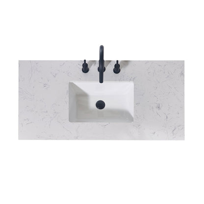 42"  Composite Stone Vanity Top in Aosta White Apron with White Sink