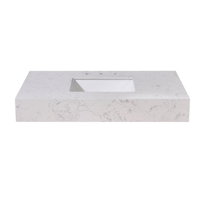 42"  Composite Stone Vanity Top in Aosta White Apron with White Sink