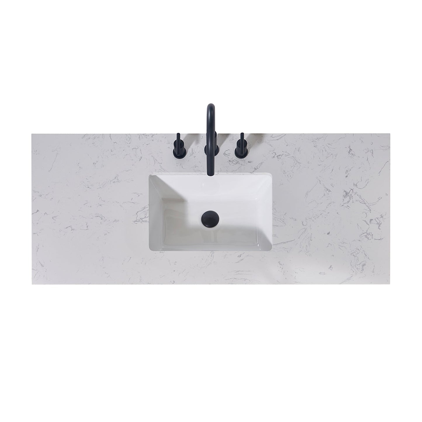 48"  Composite Stone Vanity Top in Aosta White Apron with White Sink