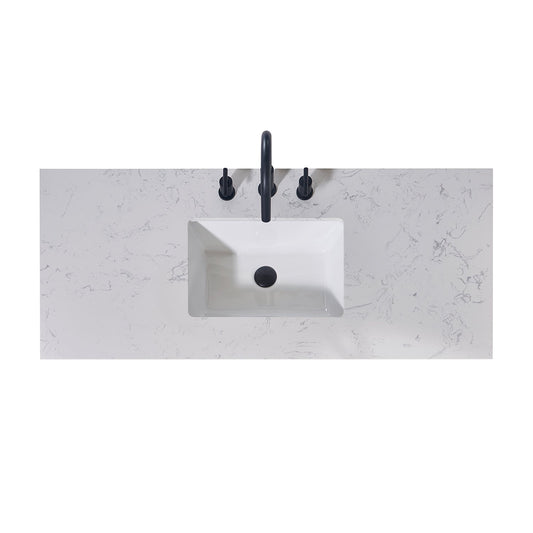 48"  Composite Stone Vanity Top in Aosta White Apron with White Sink