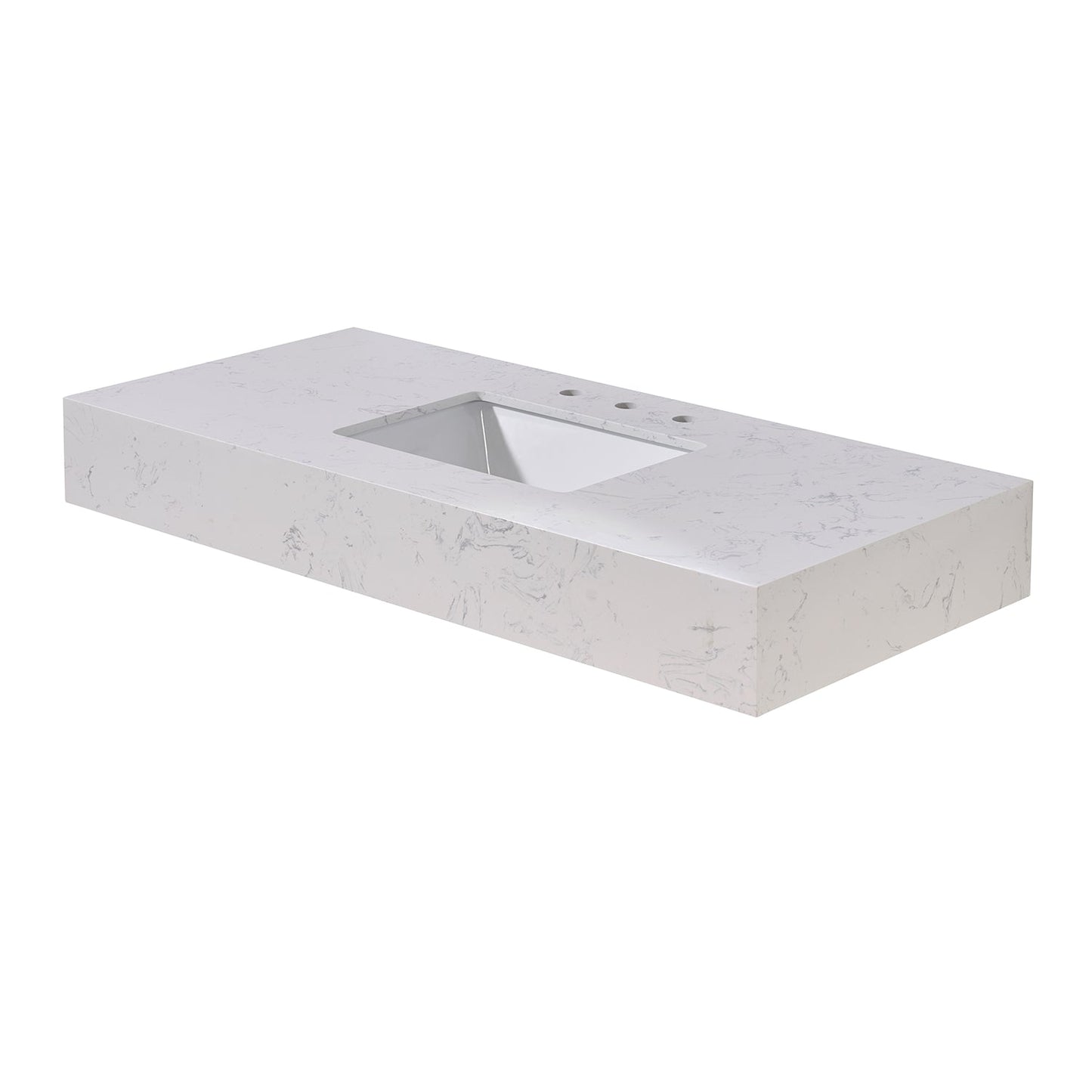 48"  Composite Stone Vanity Top in Aosta White Apron with White Sink