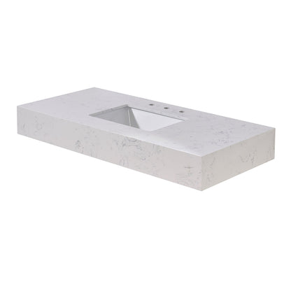 48"  Composite Stone Vanity Top in Aosta White Apron with White Sink