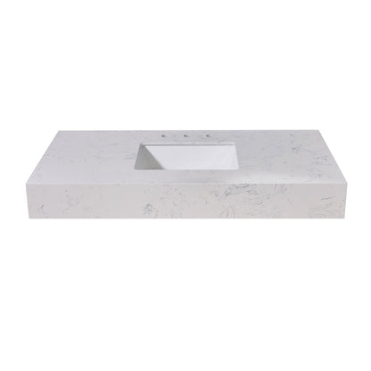 48"  Composite Stone Vanity Top in Aosta White Apron with White Sink