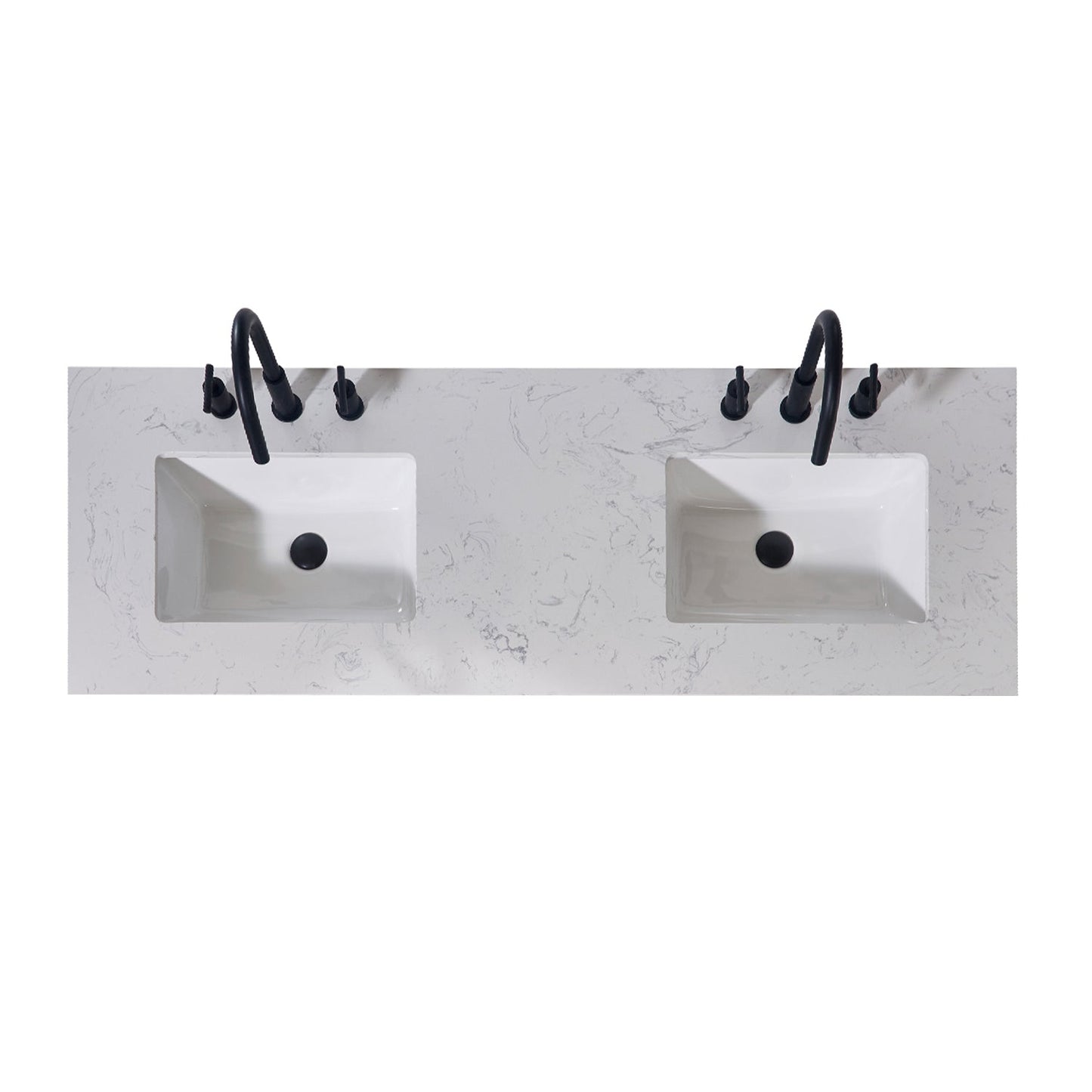 60"  Composite Stone Vanity Top in Aosta White Apron with White Sink