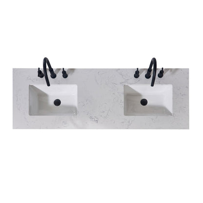 60"  Composite Stone Vanity Top in Aosta White Apron with White Sink