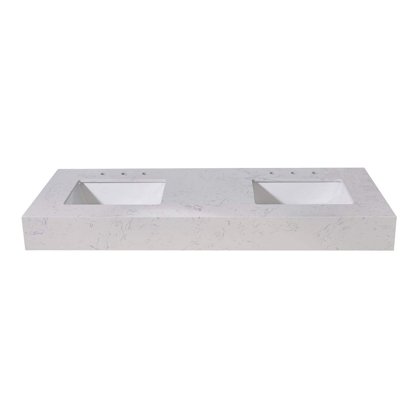 60"  Composite Stone Vanity Top in Aosta White Apron with White Sink
