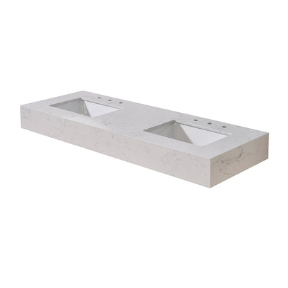 60"  Composite Stone Vanity Top in Aosta White Apron with White Sink