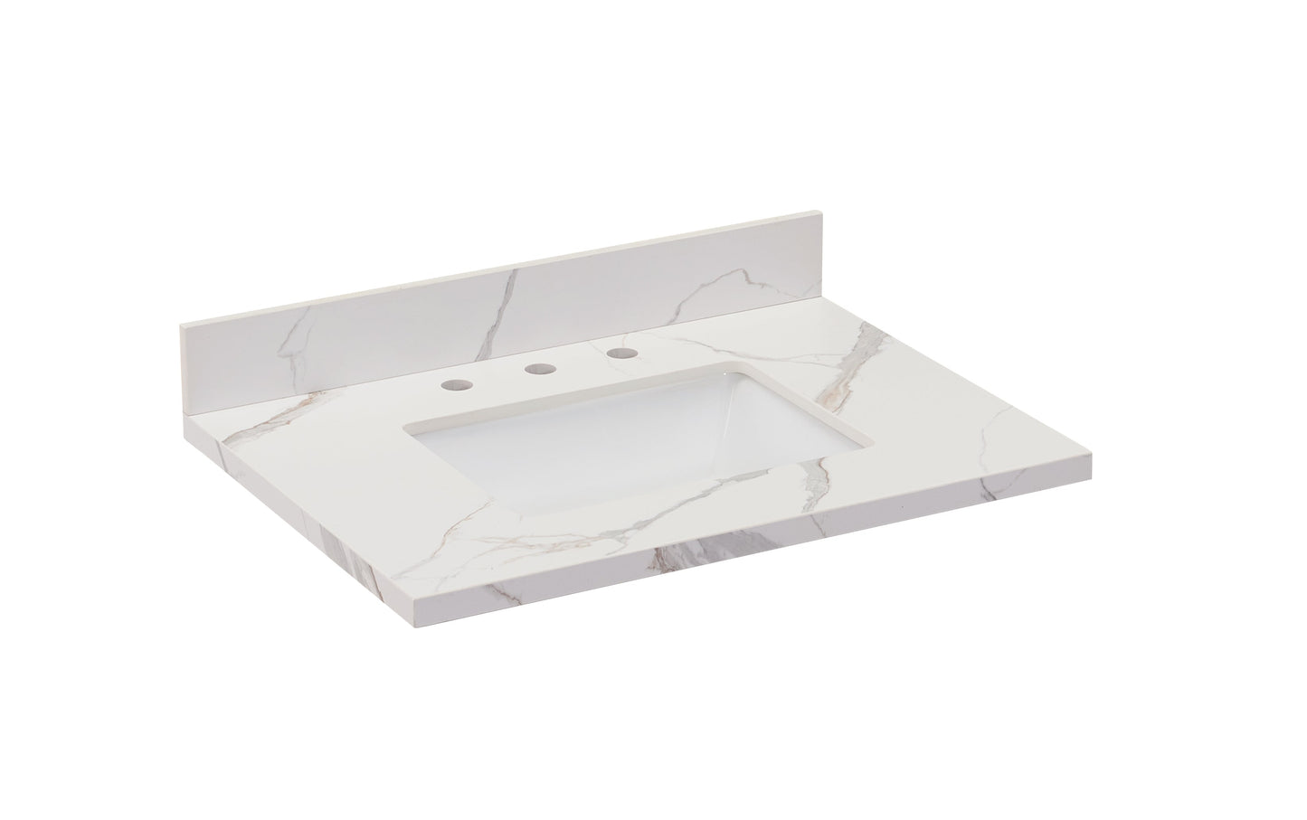 31"  Sintered Stone Vanity Top in Calacatta White with White Sink