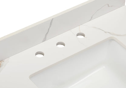 31"  Sintered Stone Vanity Top in Calacatta White with White Sink