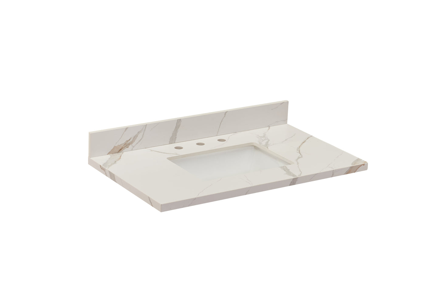 37"  Sintered Stone Vanity Top in Calacatta White with White Sink