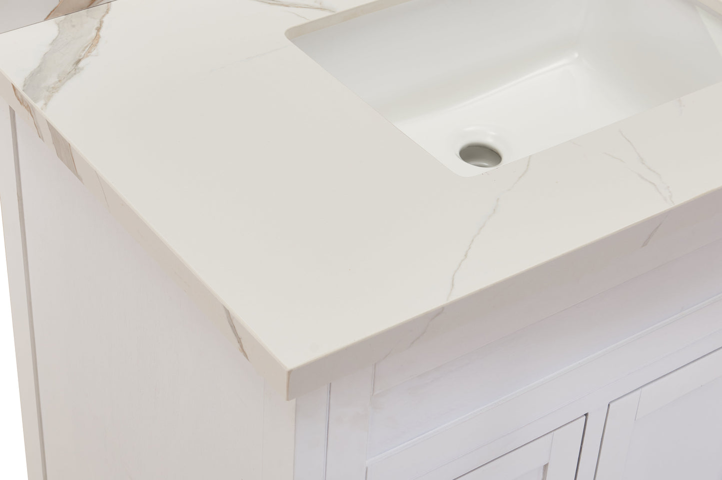 37"  Sintered Stone Vanity Top in Calacatta White with White Sink