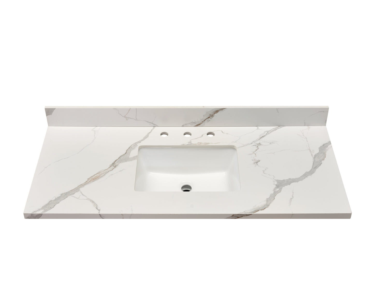 49"  Sintered Stone Vanity Top in Calacatta White with White Sink