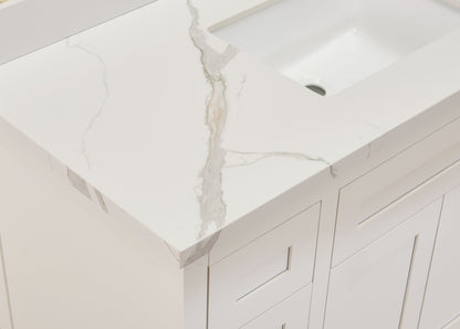 49"  Sintered Stone Vanity Top in Calacatta White with White Sink
