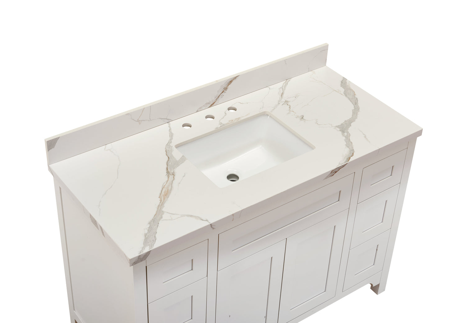 49"  Sintered Stone Vanity Top in Calacatta White with White Sink