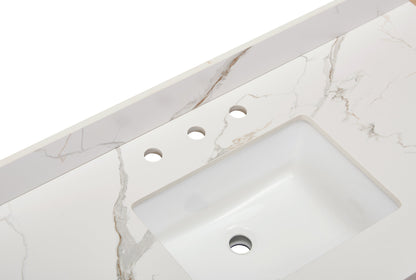 49"  Sintered Stone Vanity Top in Calacatta White with White Sink