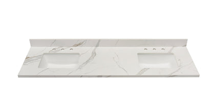 73"  Sintered Stone Vanity Top in Calacatta White with White Sink