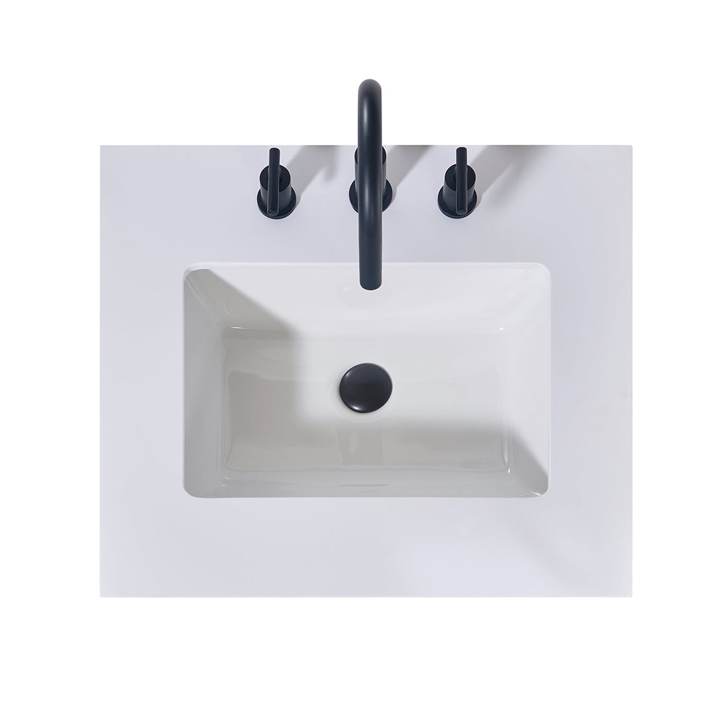 24"  Composite Stone Vanity Top in Snow White Apron with White Sink