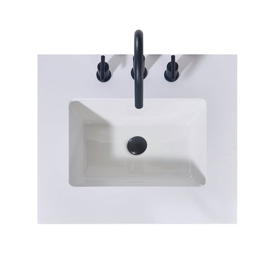24"  Composite Stone Vanity Top in Snow White Apron with White Sink