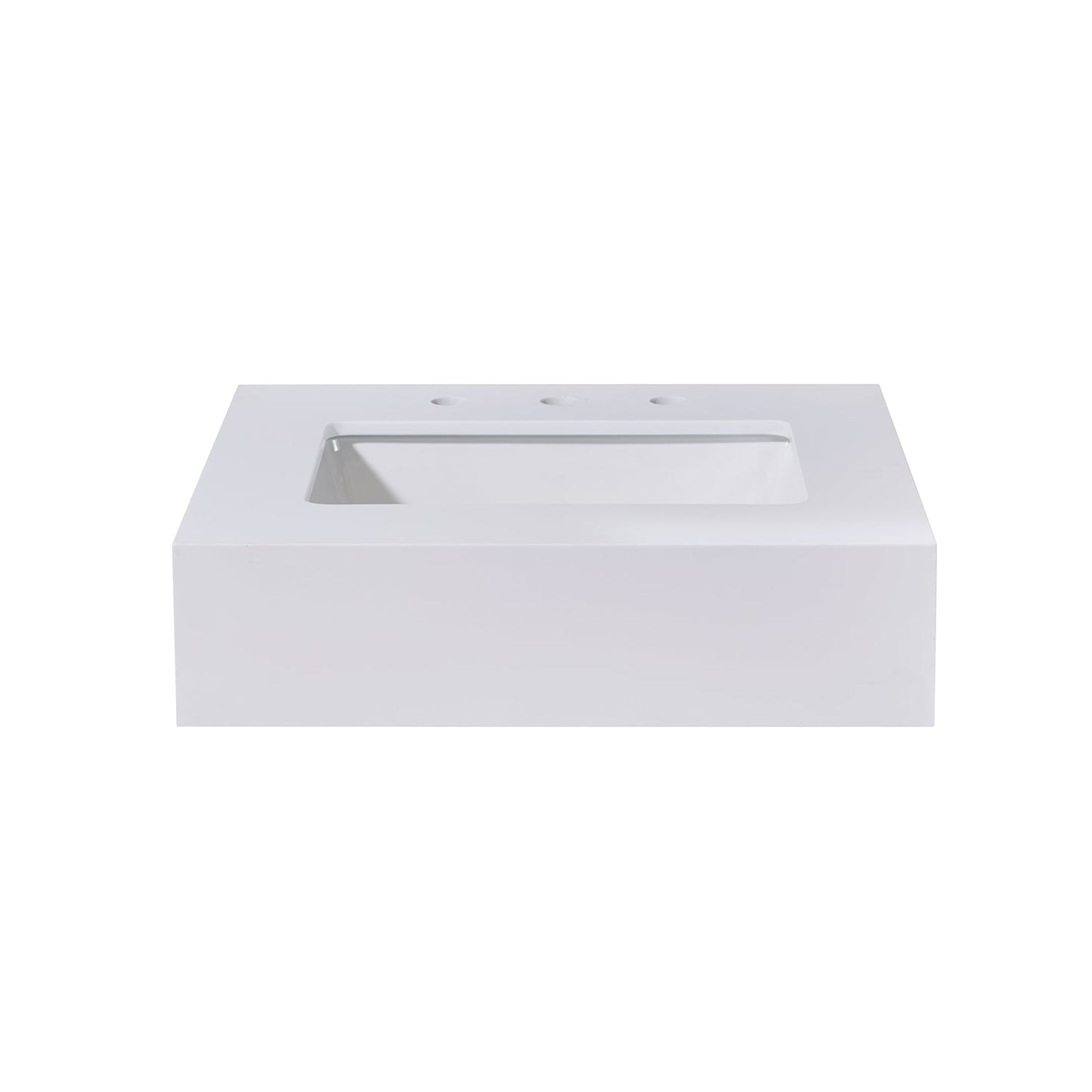 24"  Composite Stone Vanity Top in Snow White Apron with White Sink