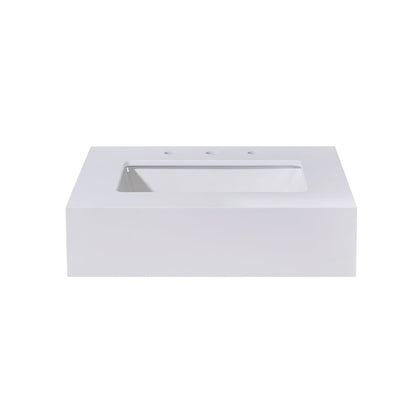24"  Composite Stone Vanity Top in Snow White Apron with White Sink