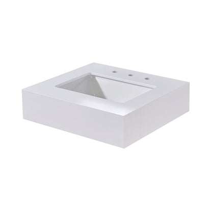 24"  Composite Stone Vanity Top in Snow White Apron with White Sink
