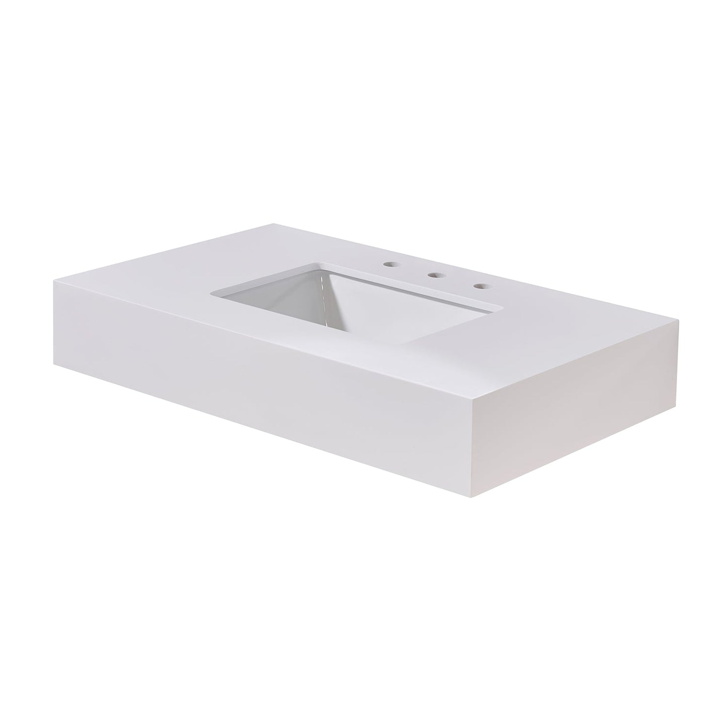 36"  Composite Stone Vanity Top in Snow White Apron with White Sink