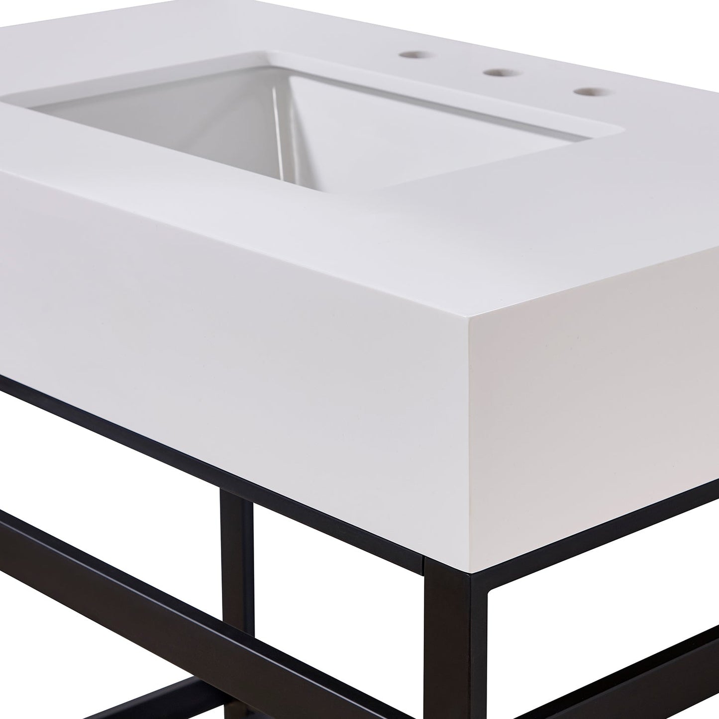 36"  Composite Stone Vanity Top in Snow White Apron with White Sink