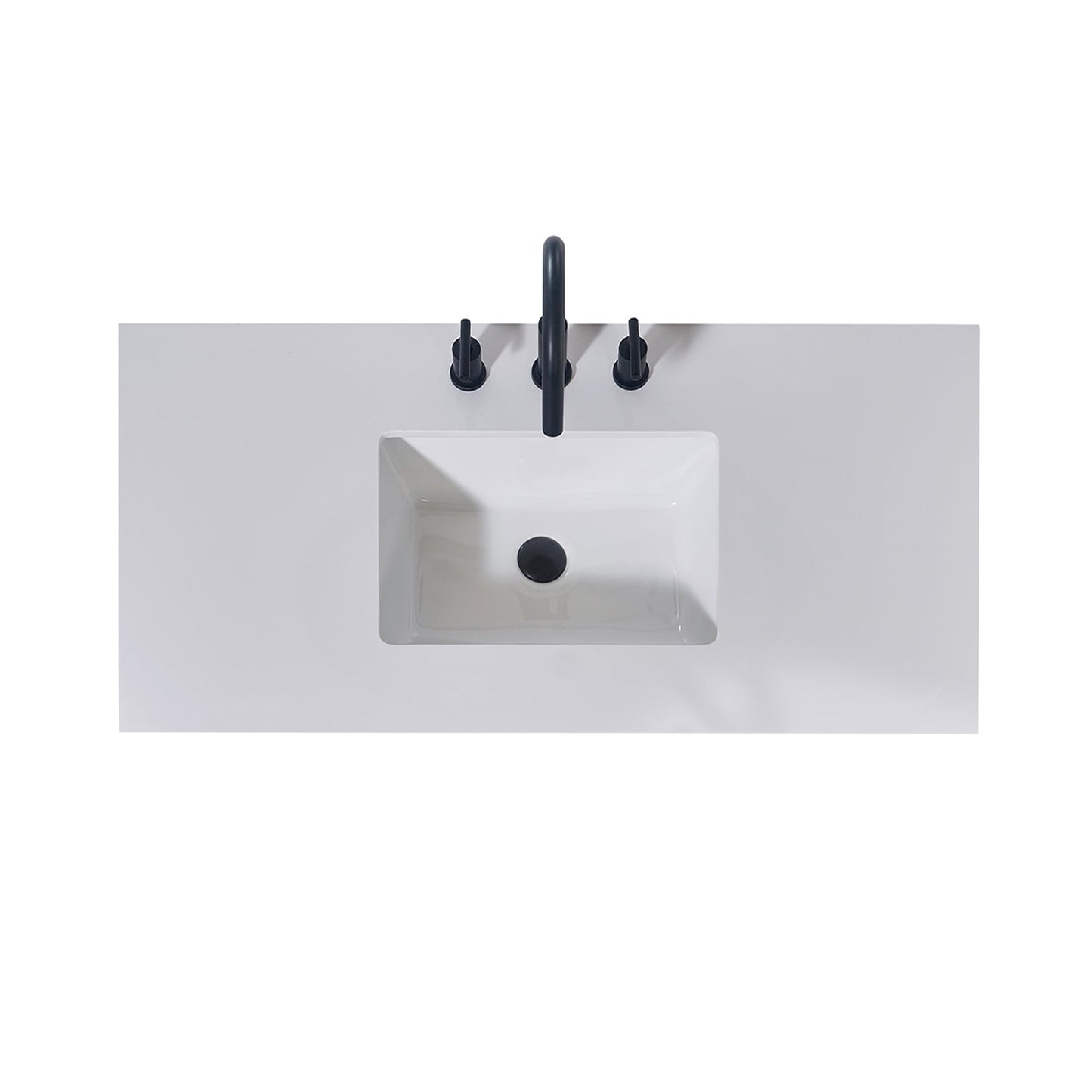 42"  Composite Stone Vanity Top in Snow White Apron with White Sink