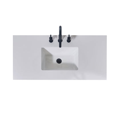 42"  Composite Stone Vanity Top in Snow White Apron with White Sink