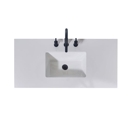 42"  Composite Stone Vanity Top in Snow White Apron with White Sink