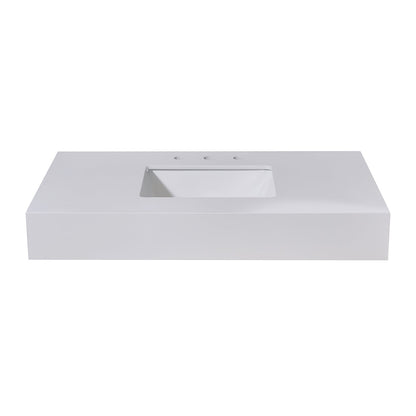 42"  Composite Stone Vanity Top in Snow White Apron with White Sink
