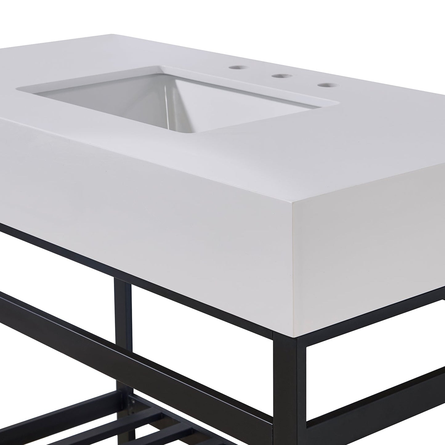 42"  Composite Stone Vanity Top in Snow White Apron with White Sink