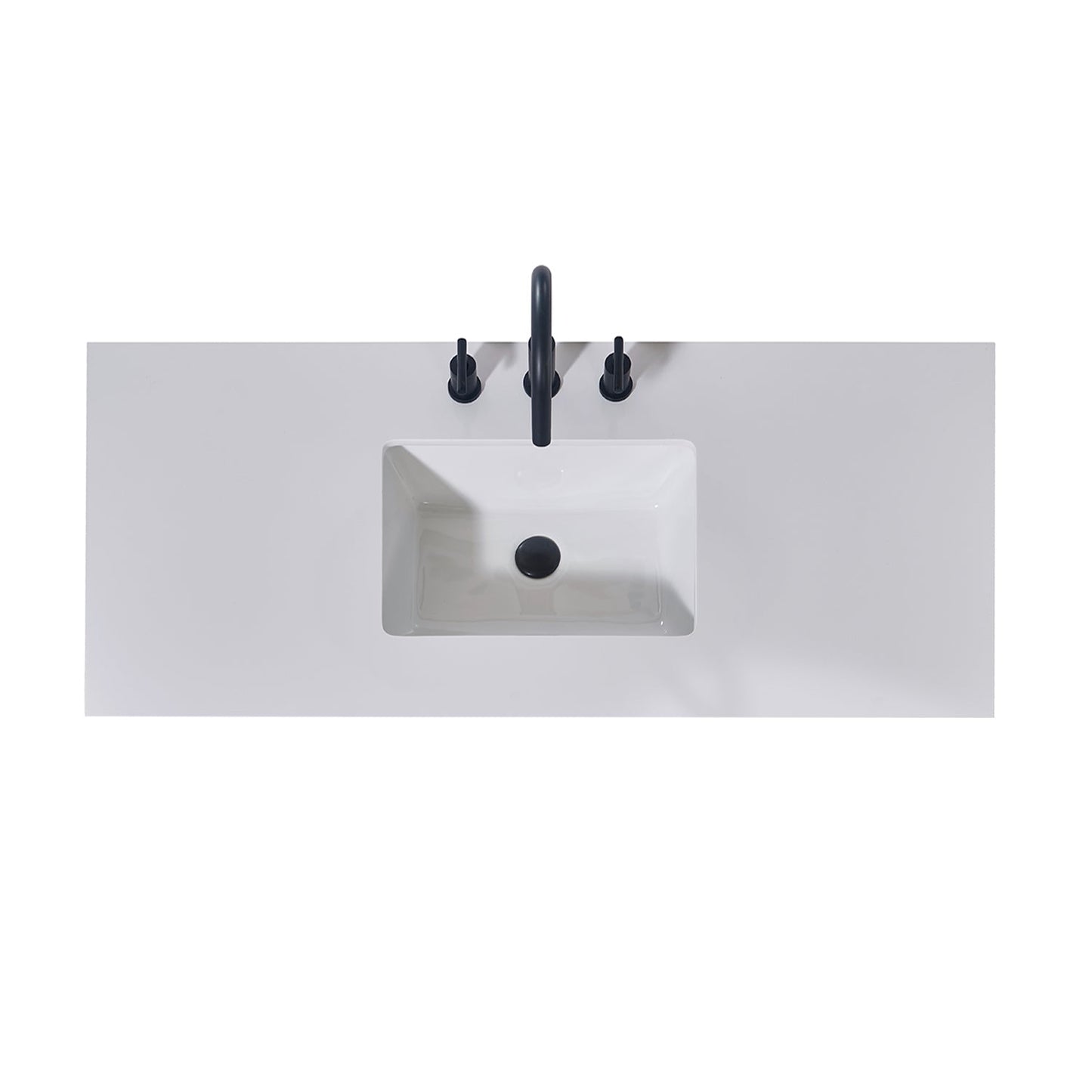 48"  Composite Stone Vanity Top in Snow White Apron with White Sink
