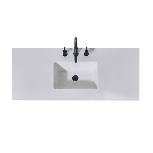 48"  Composite Stone Vanity Top in Snow White Apron with White Sink