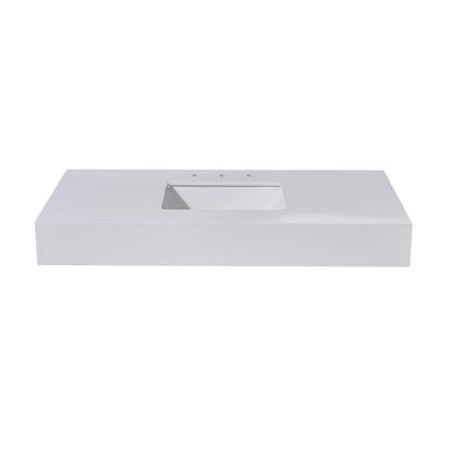 48"  Composite Stone Vanity Top in Snow White Apron with White Sink