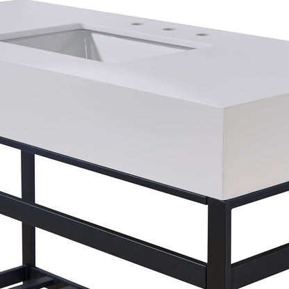 48"  Composite Stone Vanity Top in Snow White Apron with White Sink