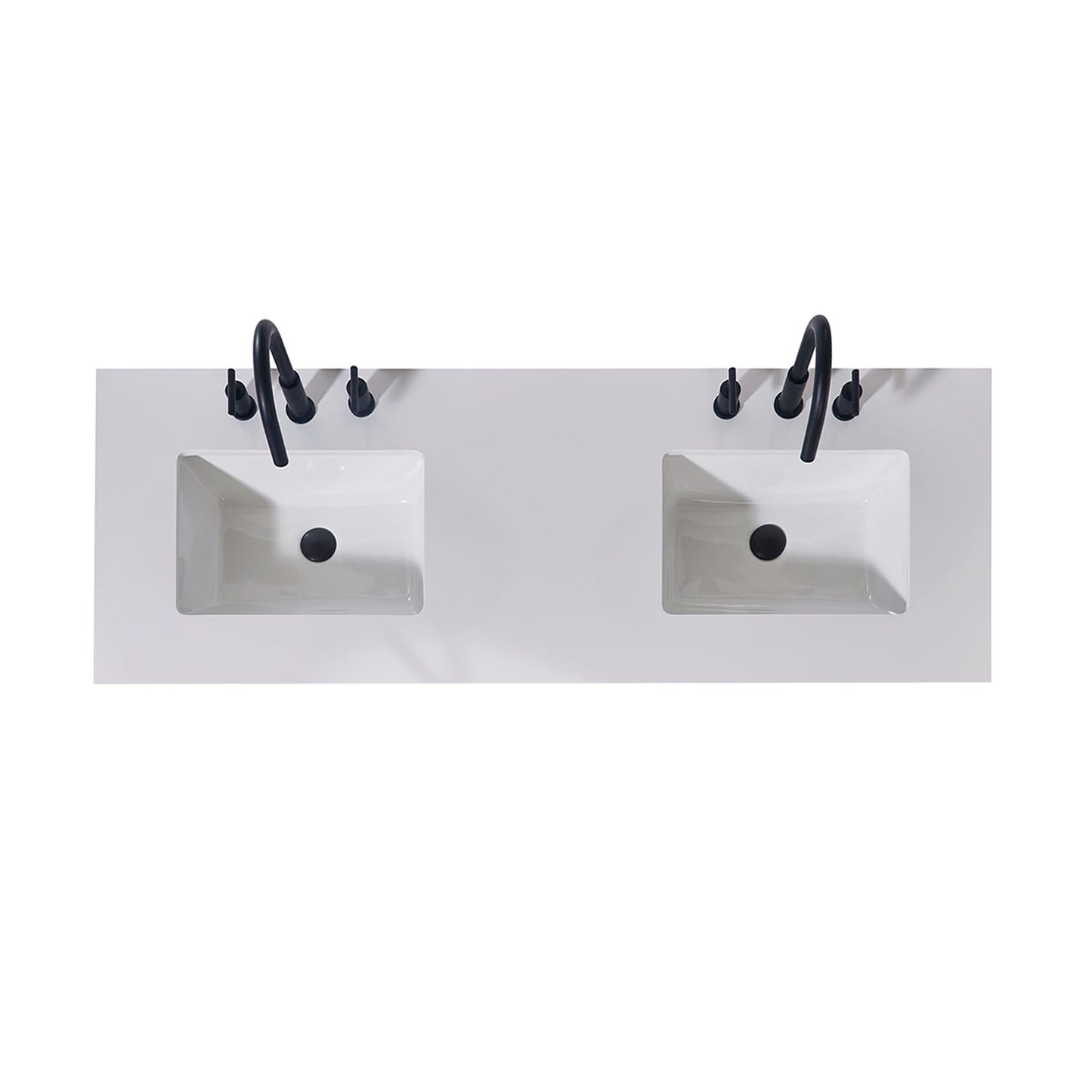 60"  Composite Stone Vanity Top in Snow White Apron with White Sink