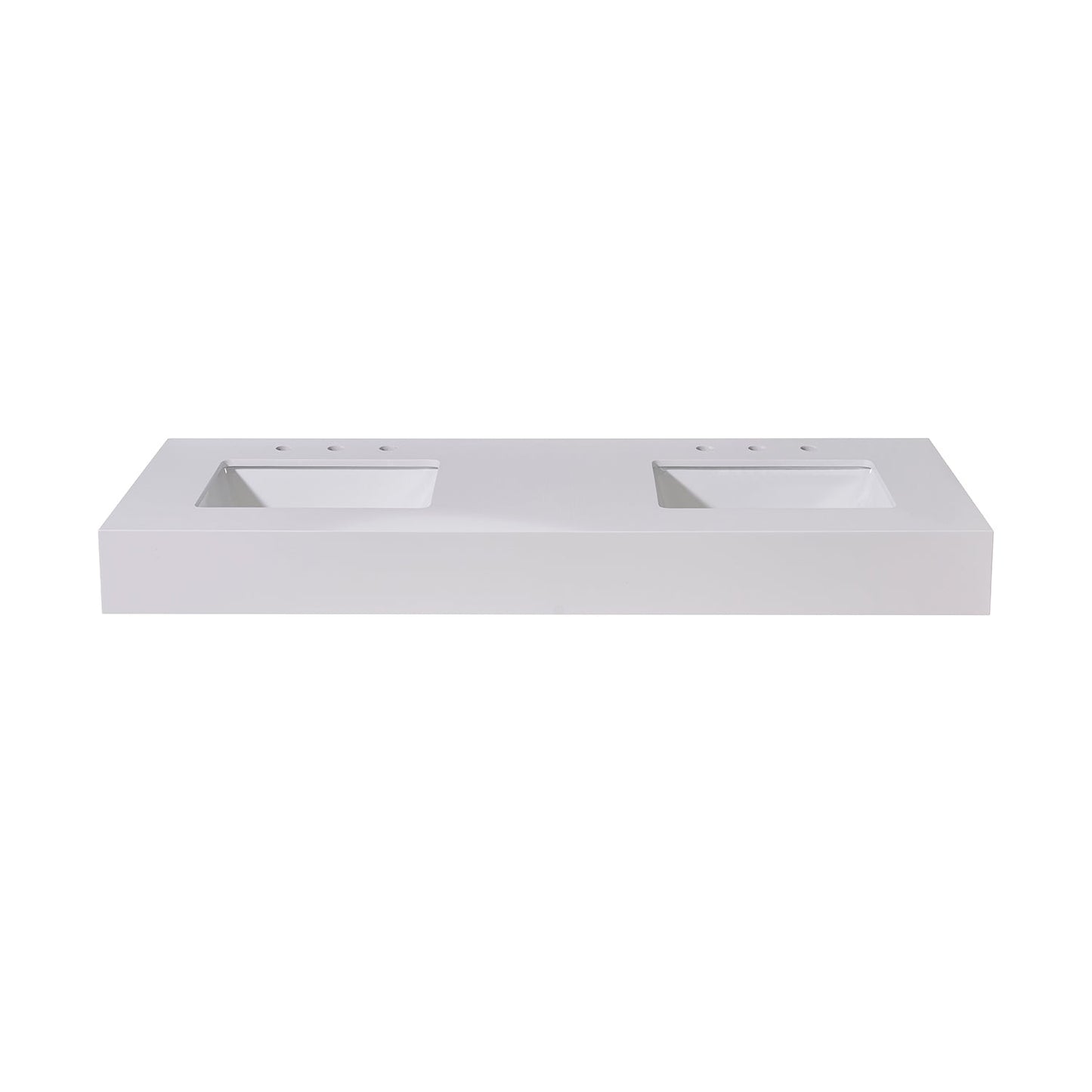60"  Composite Stone Vanity Top in Snow White Apron with White Sink