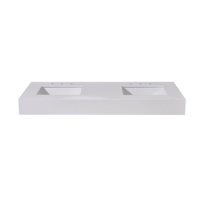 60"  Composite Stone Vanity Top in Snow White Apron with White Sink