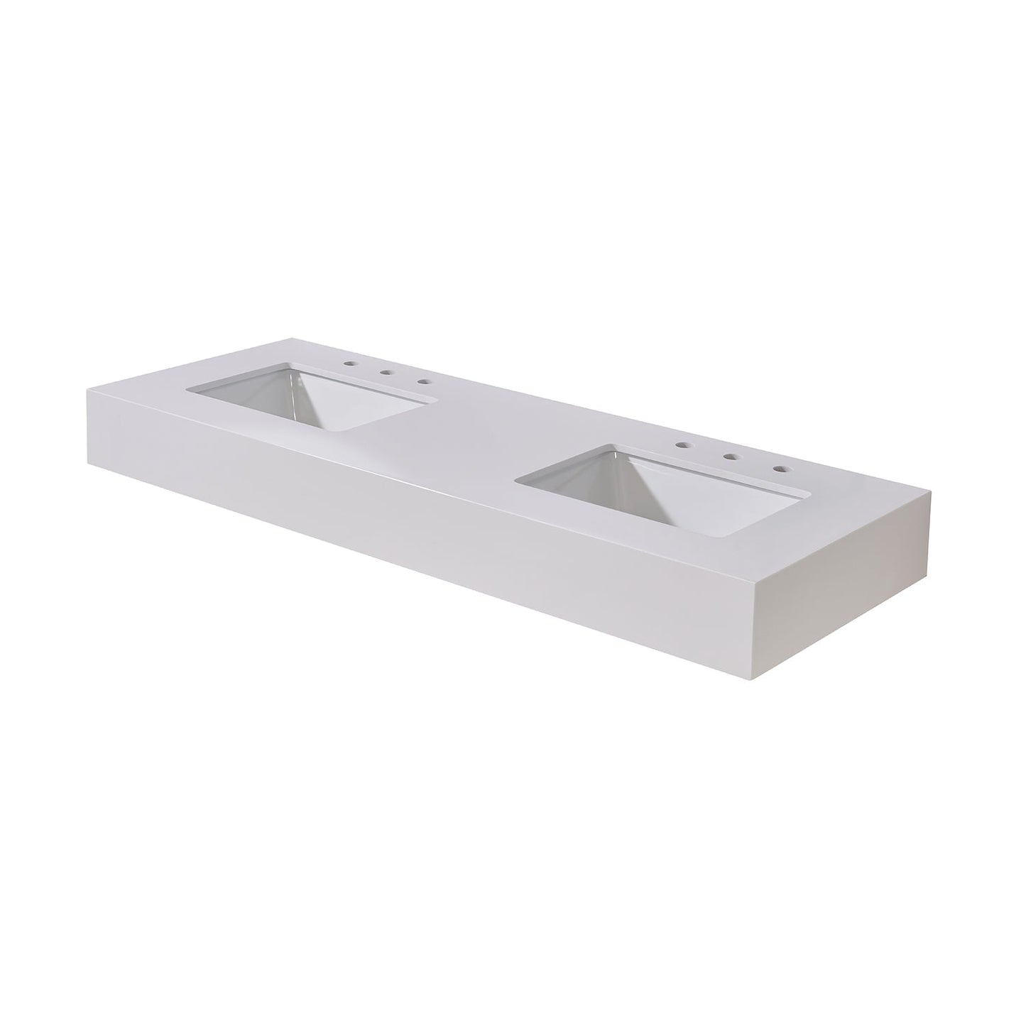 60"  Composite Stone Vanity Top in Snow White Apron with White Sink