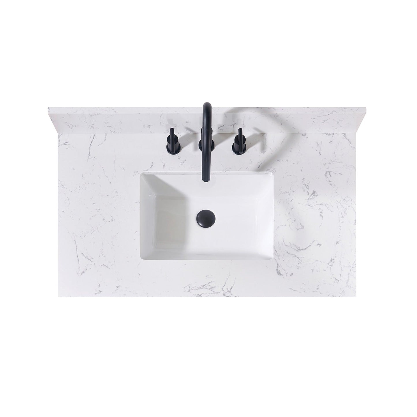 37"  Composite Stone Vanity Top in Aosta White with White Sink