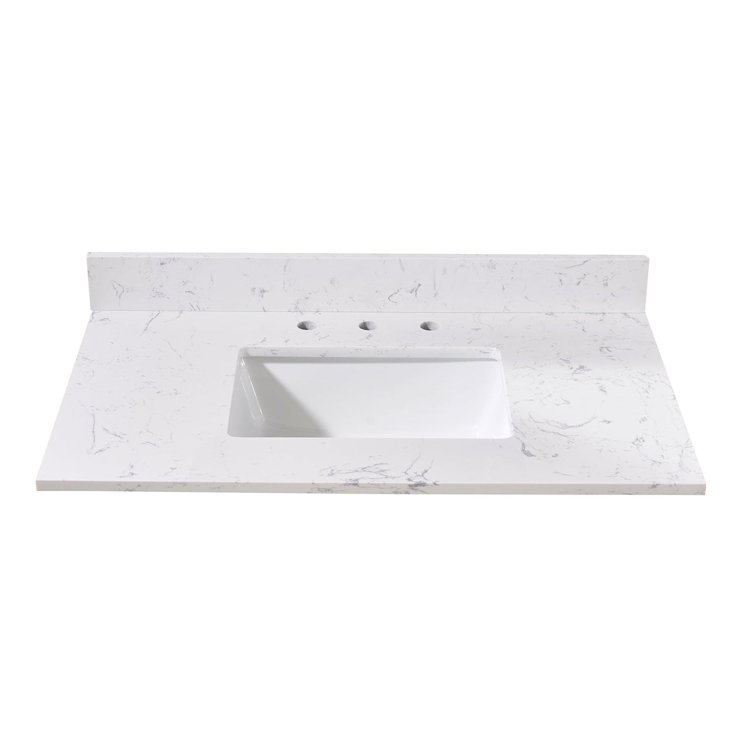 37"  Composite Stone Vanity Top in Aosta White with White Sink