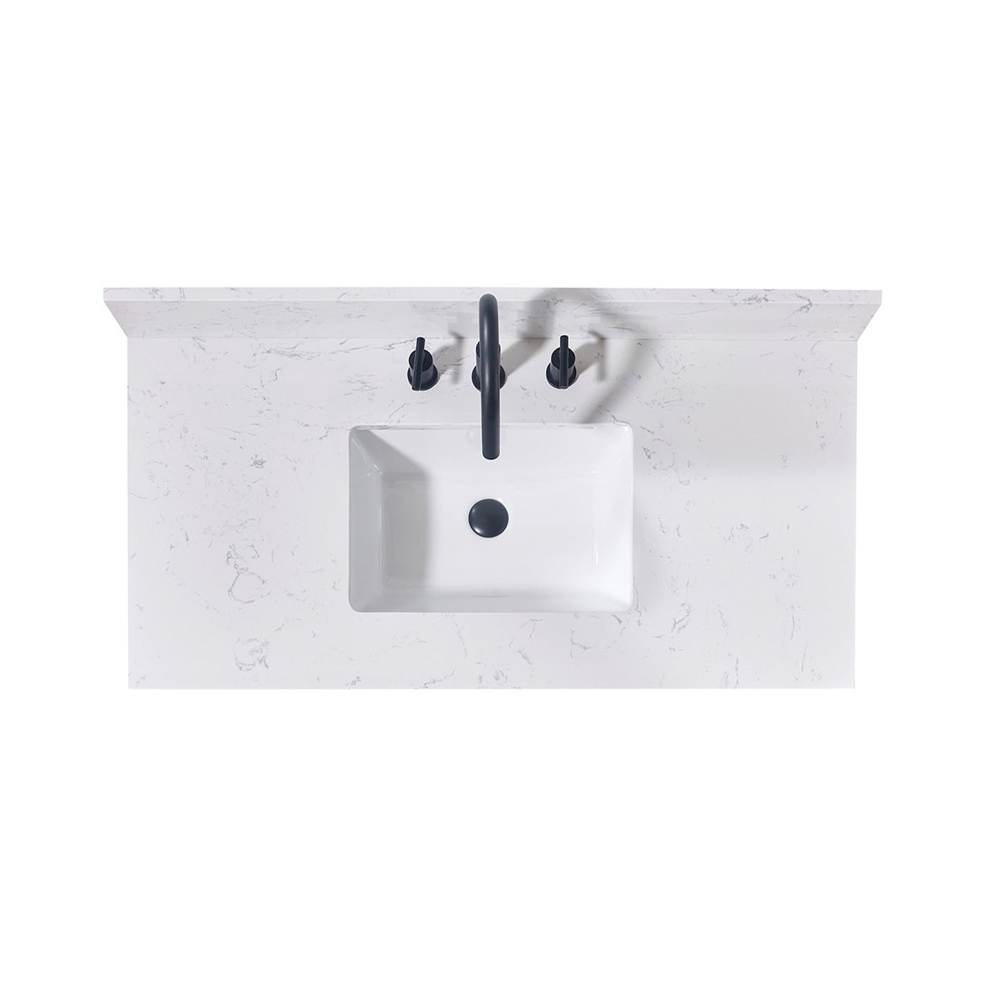 43"  Composite Stone Vanity Top in Aosta White with White Sink