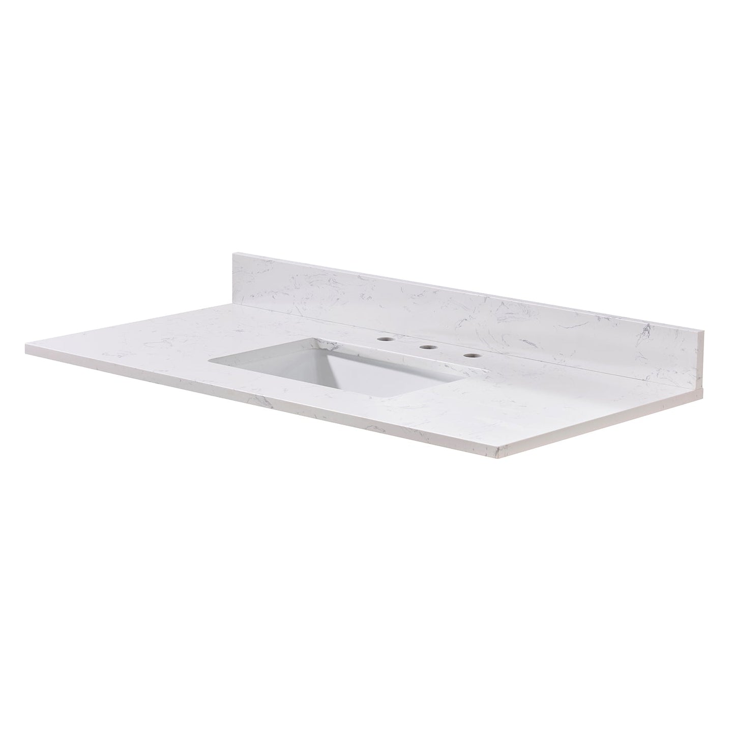 43"  Composite Stone Vanity Top in Aosta White with White Sink